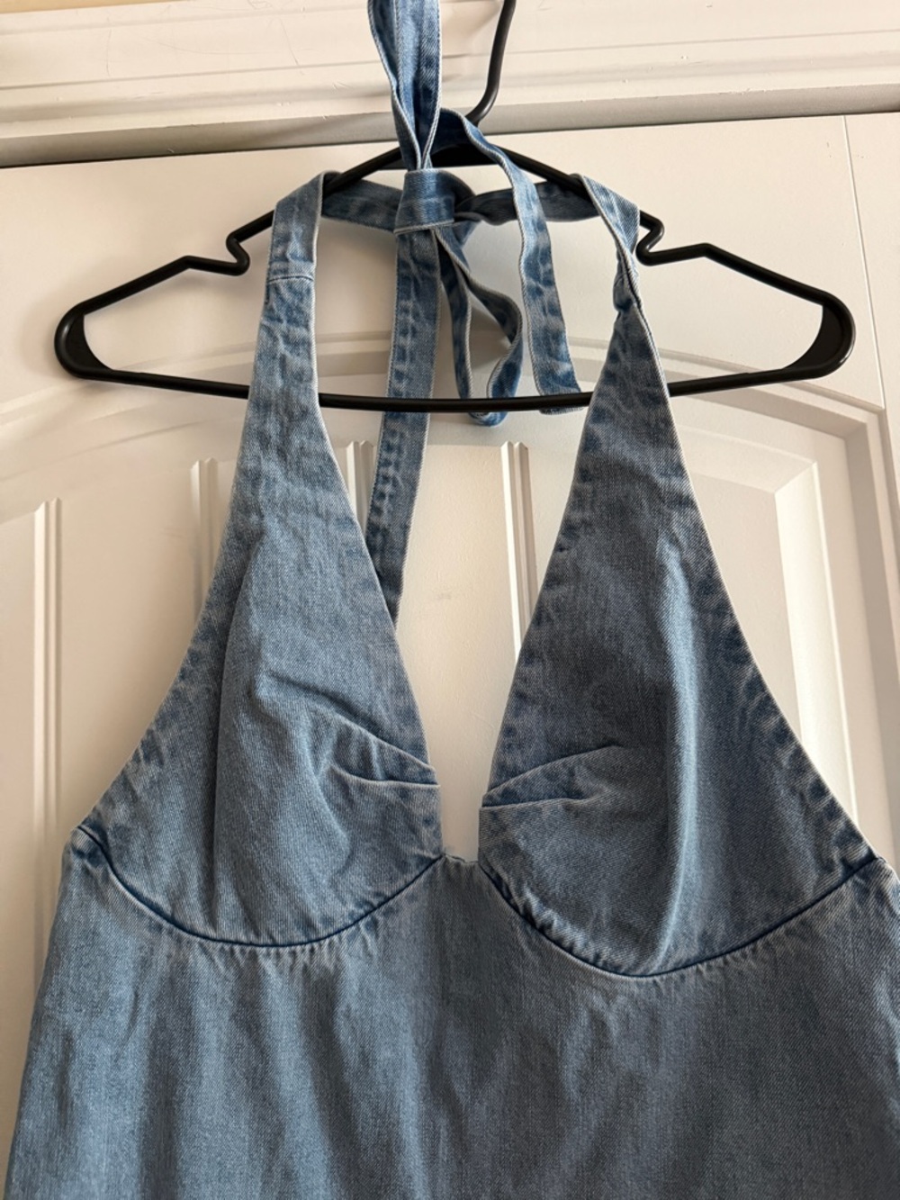 Free People Denim Halter Dress in Light Blue